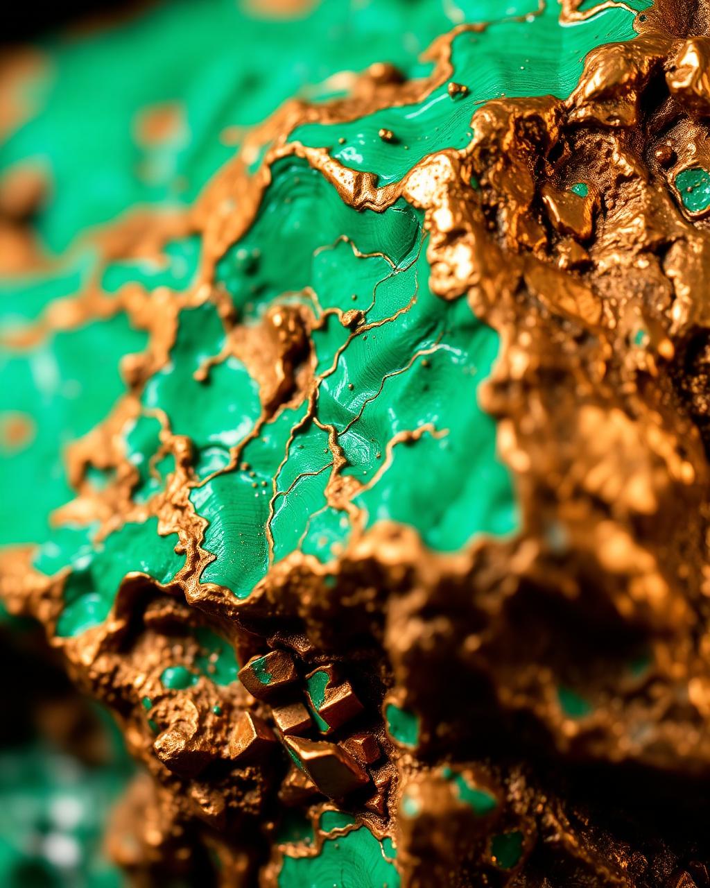 Mineral de cobre con vetas de malaquita
